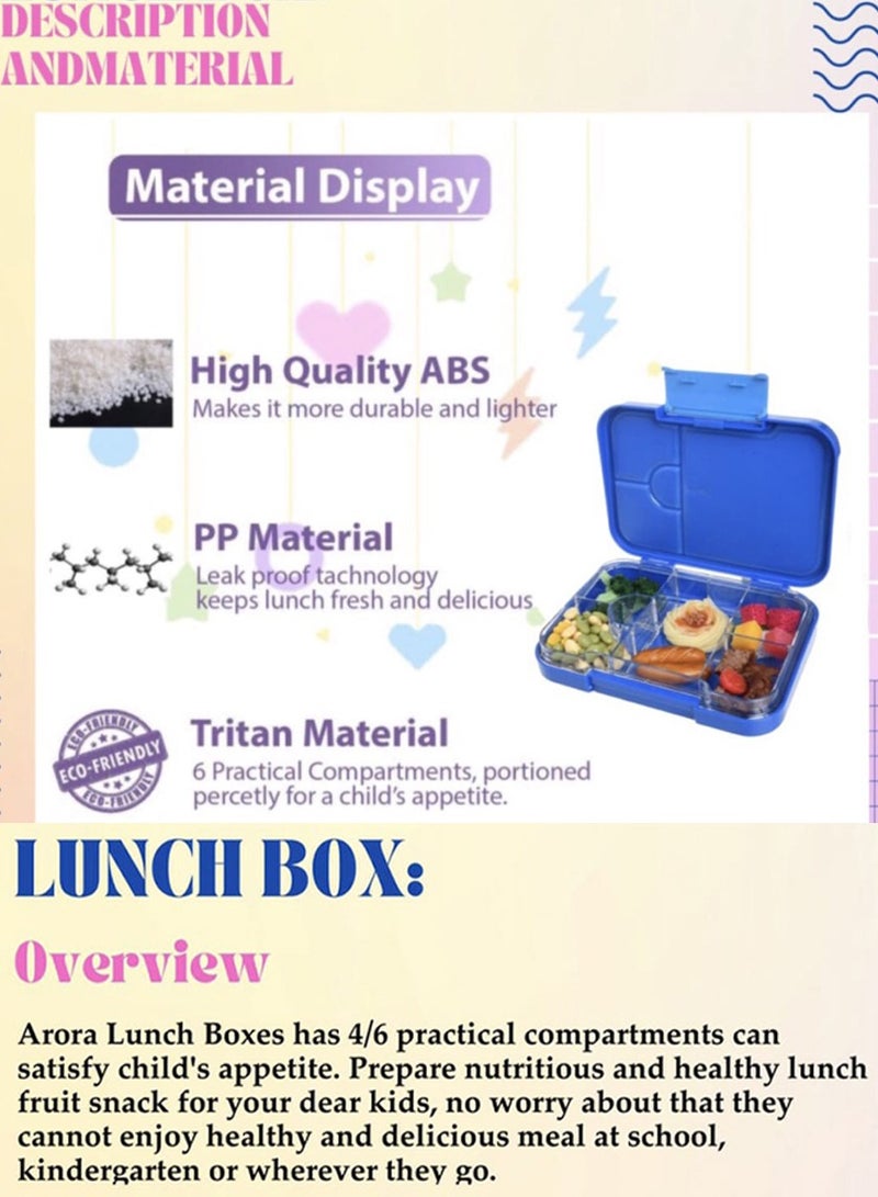 QUTOOB Lunch box - Tritan Made Snack Box Safe For Your Health and Food, Leakproof Lunch Box With 6 Removable Compartments and Ideal Portions Size, Kids Lunch Box with Cute Cartoon Designs Oven, Freezer Safe - Image 5
