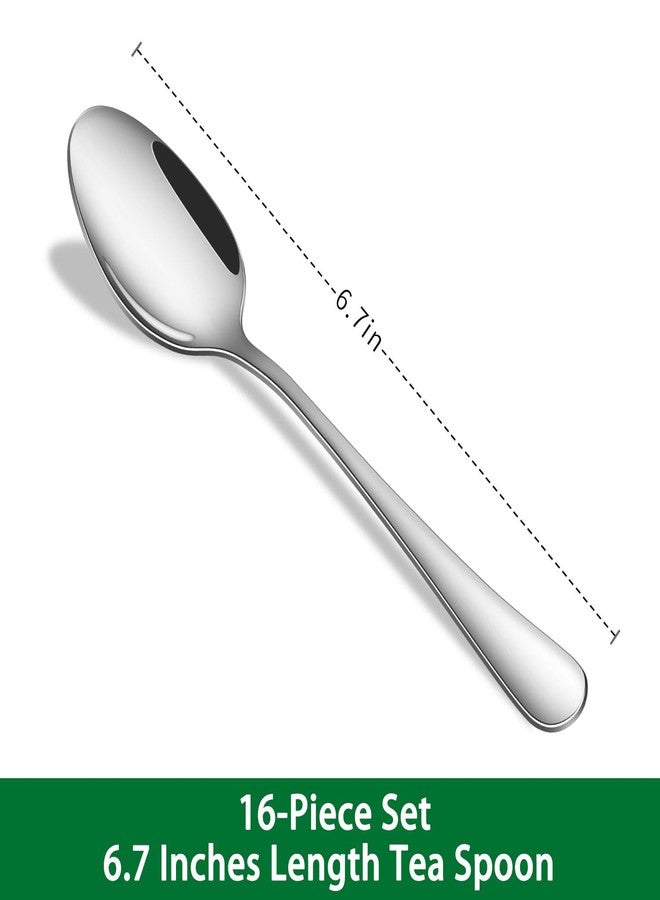 Dehov 16-Pieces Teaspoons Sets,6.7 Inch Stainless Steel Small Tea Spoon Set,Dessert Spoons For Kitchen,Dishwasher Safe Metal Silverware Spoons For Hotel Restaurant - Image 2