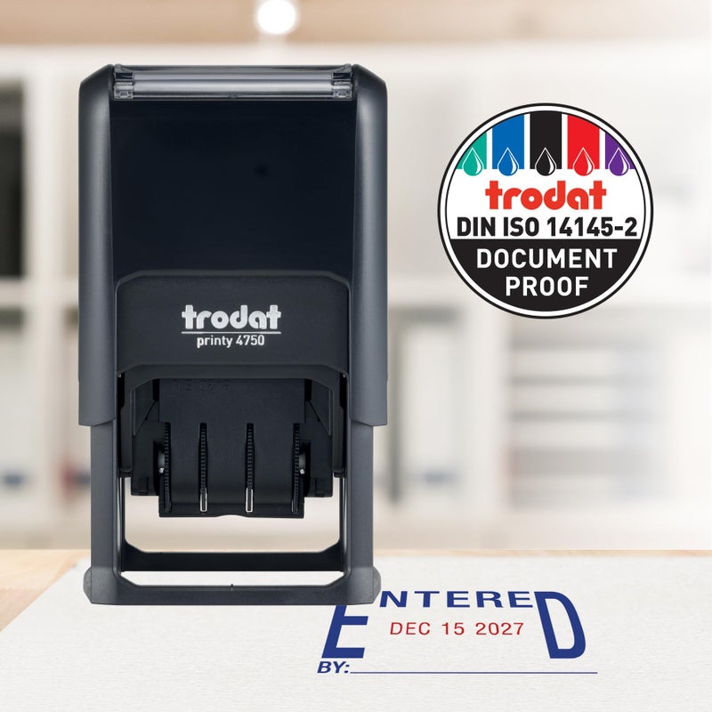 Trodat Printy 4750 Self Inking Date Stamp with Phrases Received, Paid, Entered, FAXED â€“ Blue and Red Ink, 1" x 1-5/8" - Image 5