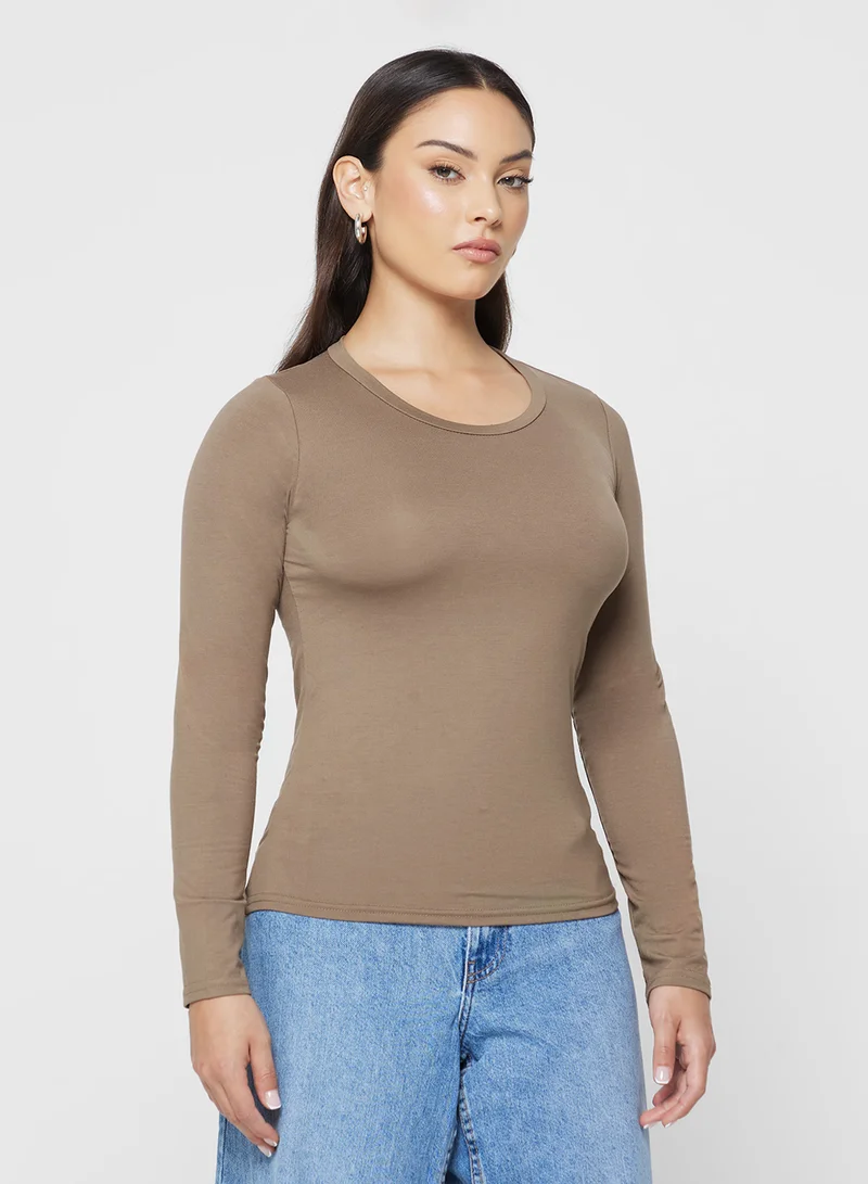 Ginger Basics Scoop Neck Long Sleeves Top