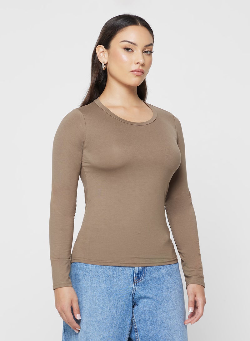 جينجر بيسيكس بلوزة بأكمام طويلة وياقة قارب - Image 1