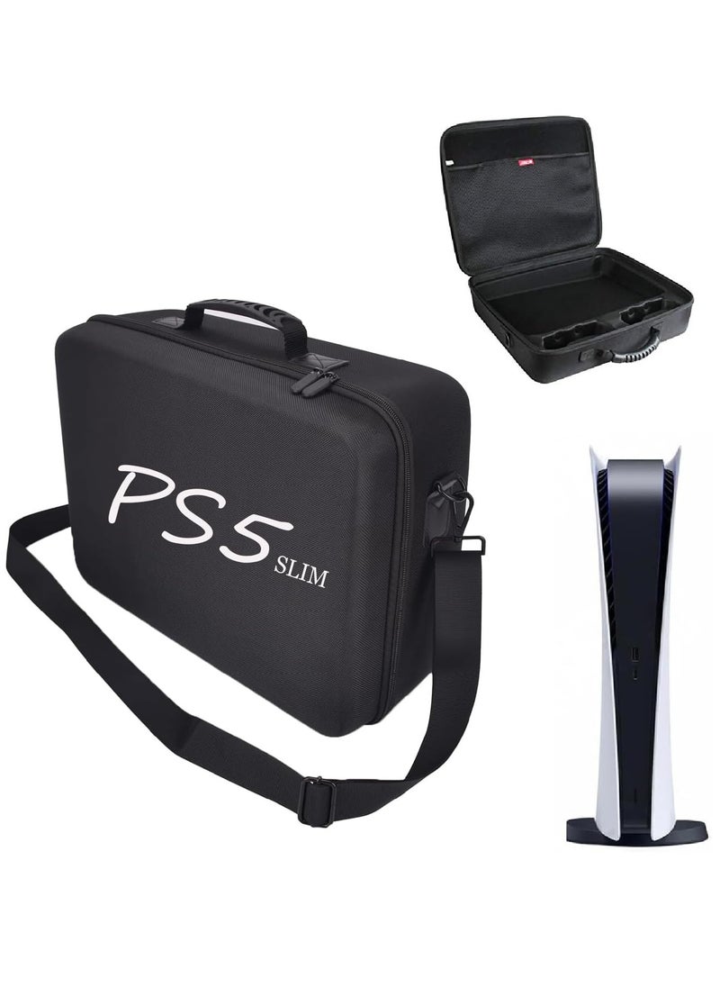 TYCOM Travel Storage Bag For PS5 Slim - Shockproof Hard Shell Bag- Luxury Waterproof Shoulder Bag For Playstation 5 Slim, Console & Accessories Storage Organizer (Single Black)  - Image 1