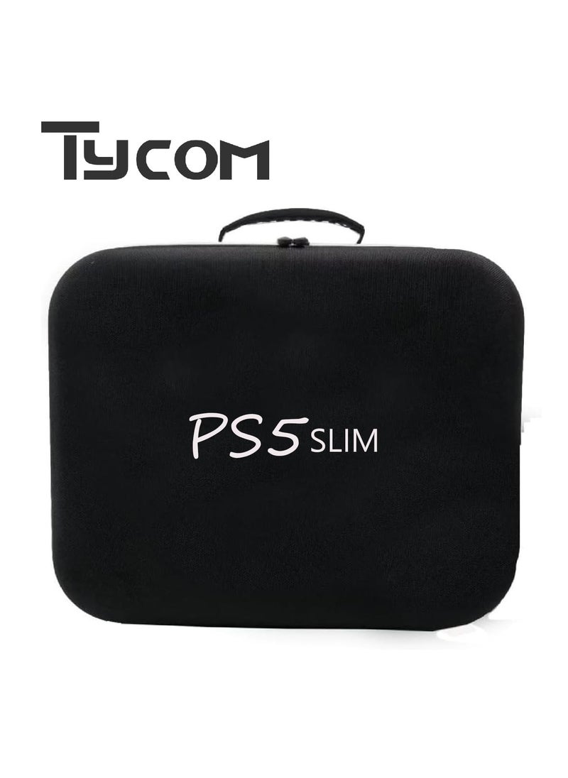 TYCOM Travel Storage Bag For PS5 Slim - Shockproof Hard Shell Bag- Luxury Waterproof Shoulder Bag For Playstation 5 Slim, Console & Accessories Storage Organizer (Single Black)  - Image 2