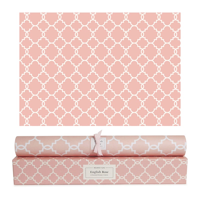 MERRITON Scented Drawer Liners for Dresser â€“ 6 Large Non Adhesive Dresser Drawer Liner Sheets, 19.5 x 14 in, Drawer Liners for Kitchen Cabinets & Closet Shelves, Cabinet Liner & Shelf Paper (English Rose) - Image 1