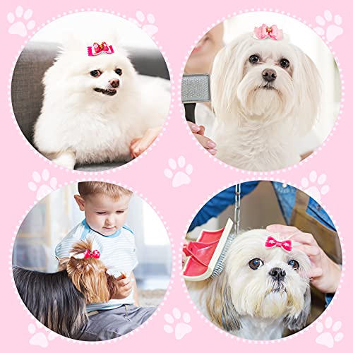 Mtlee 12 Pieces Dog Bows Small Size Dog for Puppy Hair with Rubber Bands Cute Pink Doggies Cat Topknot Headdress with Rhinestones Pet Hair Accessories for Pet Lover Mom Birthday Gifts - Image 5