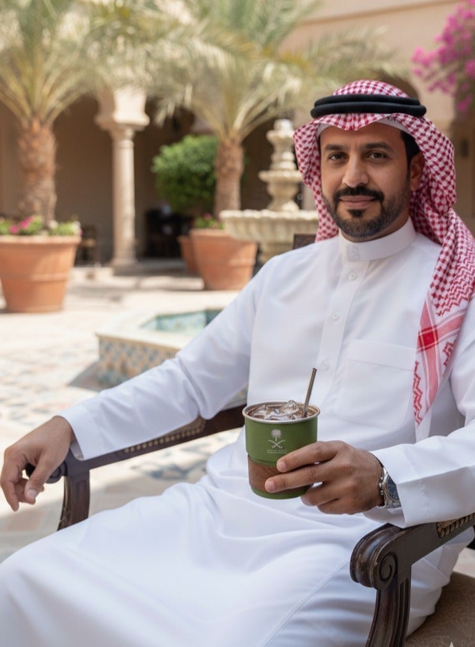 Neox 304 Stainless Steel Mug Cold Drink Cup - Saudi Logo Design, Tea Cup Portable Coffee Mug for Hot and Cold Drinks, Includes Straw and Heat Resistant Lid for Home and Outdoor Camping (Army Green, 300ml) - Image 5