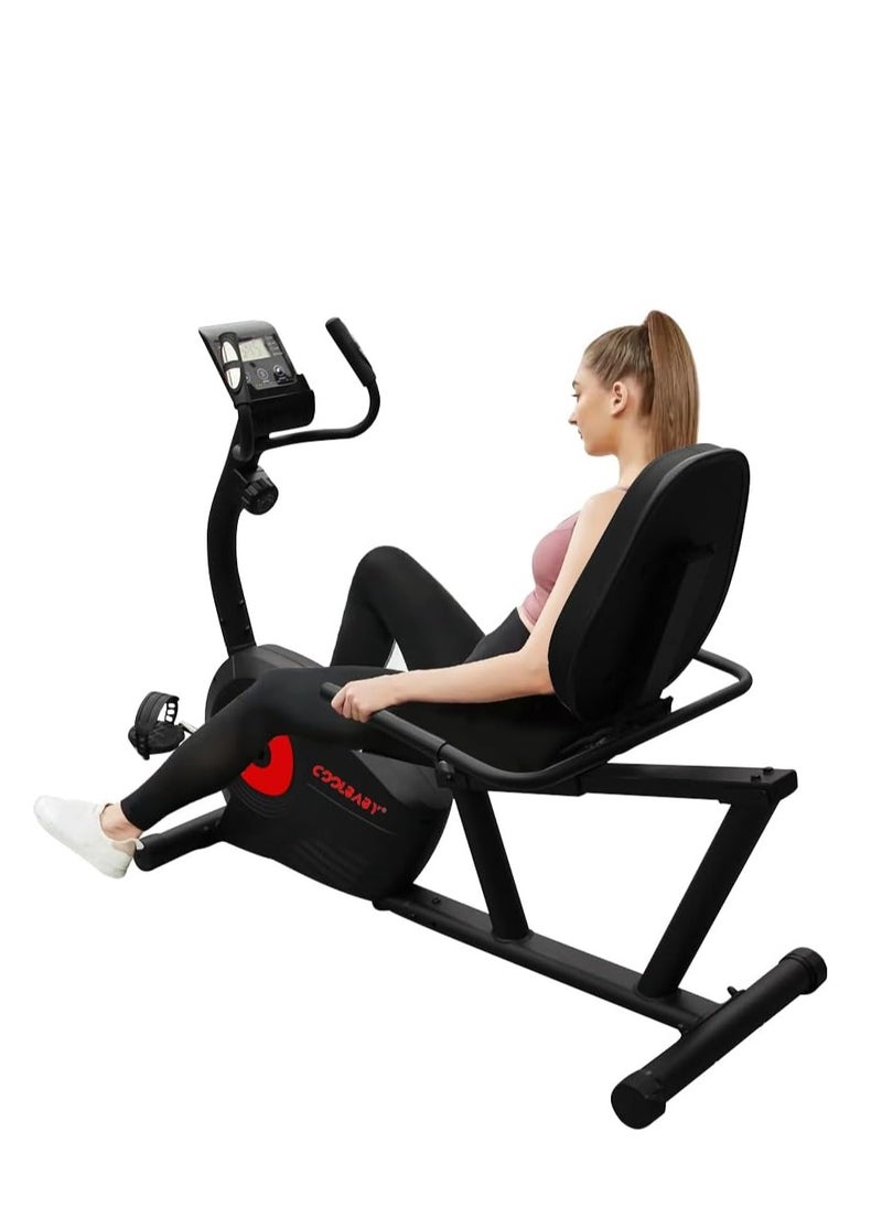 Cool Baby Style - COOLBABY Exercise Bikes Stationary Indoor Recumbent Bikes with Backrest,Magnetic Stationary Bike for Home Office, 8 Levels Resistance, Max Weight 110 KG - Image 1