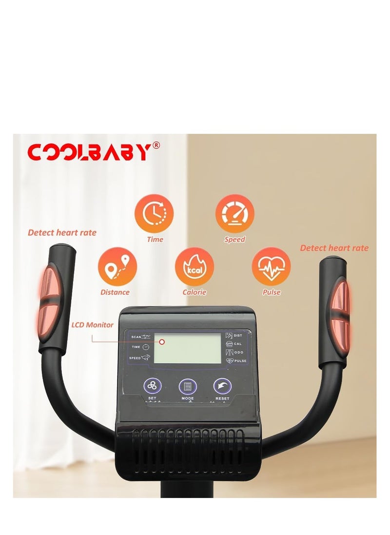 Cool Baby Style - COOLBABY Exercise Bikes Stationary Indoor Recumbent Bikes with Backrest,Magnetic Stationary Bike for Home Office, 8 Levels Resistance, Max Weight 110 KG - Image 1