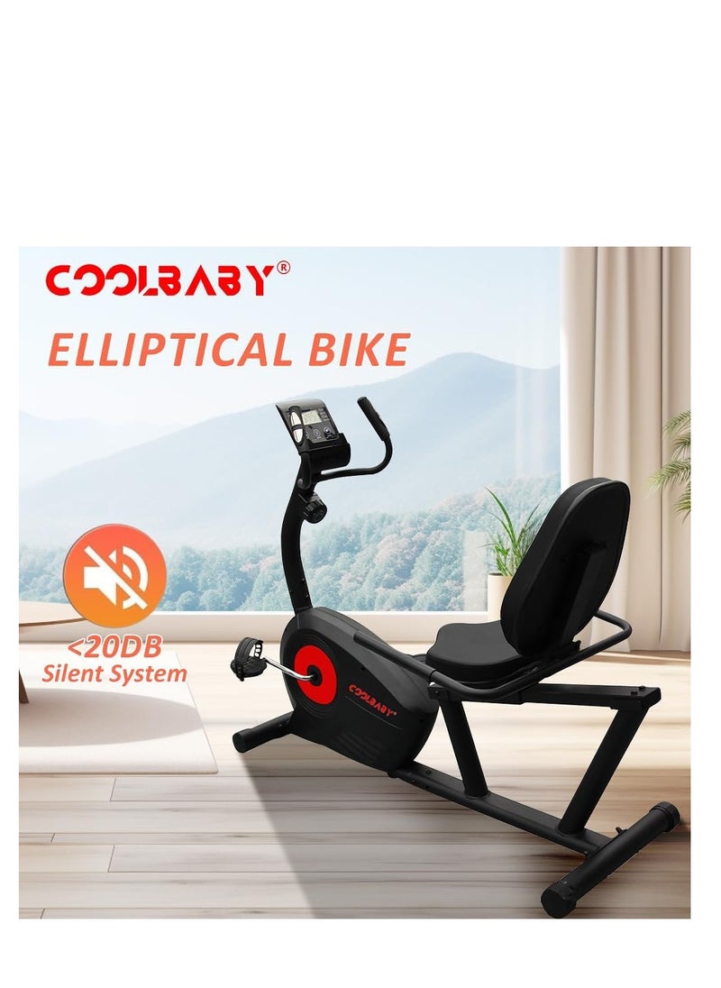 Cool Baby Style - COOLBABY Exercise Bikes Stationary Indoor Recumbent Bikes with Backrest,Magnetic Stationary Bike for Home Office, 8 Levels Resistance, Max Weight 110 KG - Image 1