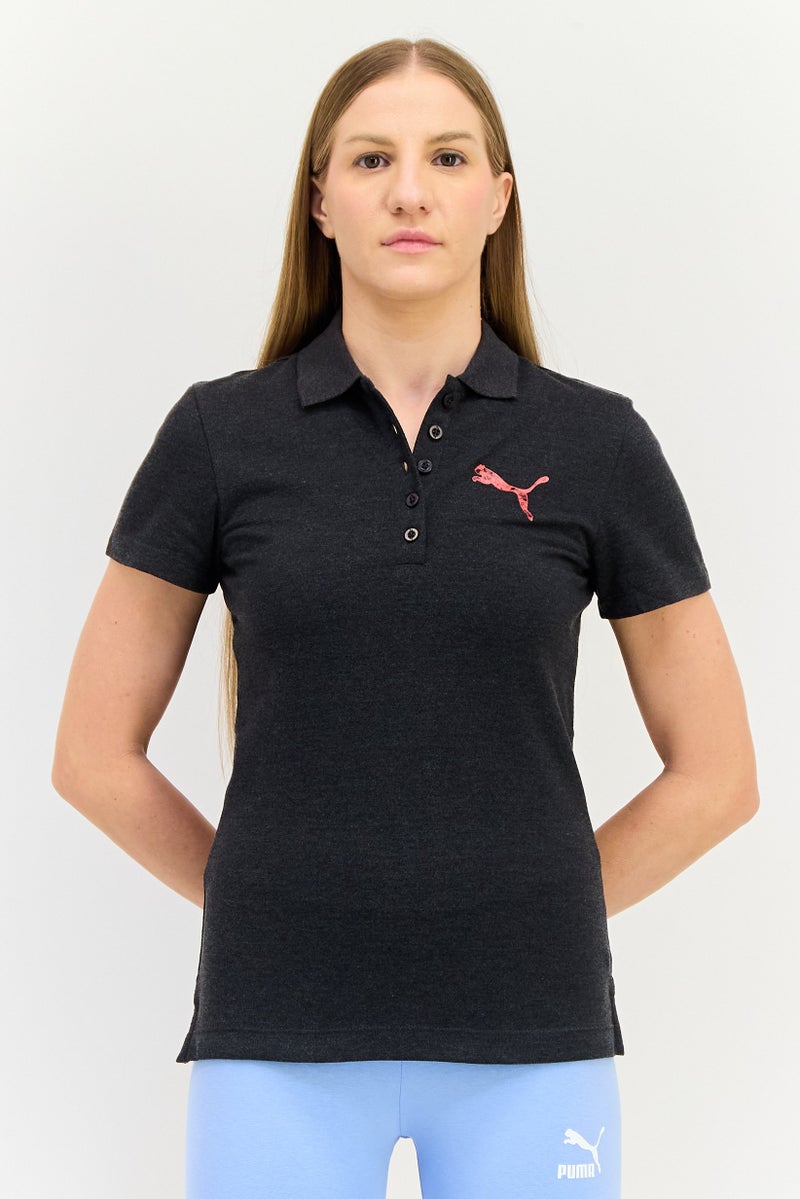 PUMA تي شيرت بولو قصير الأكمام للنساء، رمادي - Image 1