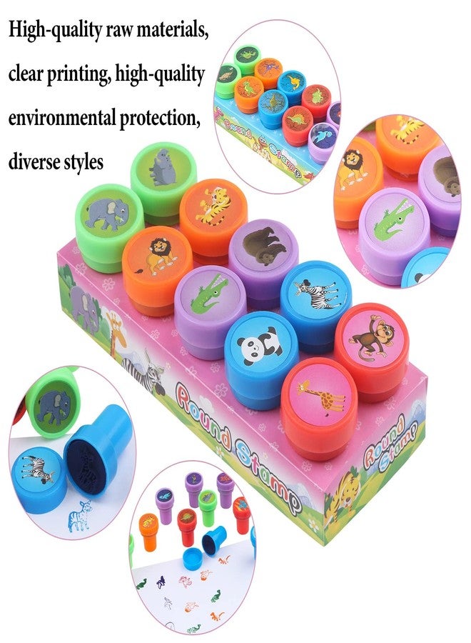 Welecom 30 Pieces Animal Stamps for Kids Dinosaur Ocean Life and Zoo Wild Self Inking Stamp for Birthday Gift Jungle Party Supplies Teacher Stampers for Students Goodie Bag Prizes Classroom Rewards Filler - Image 3