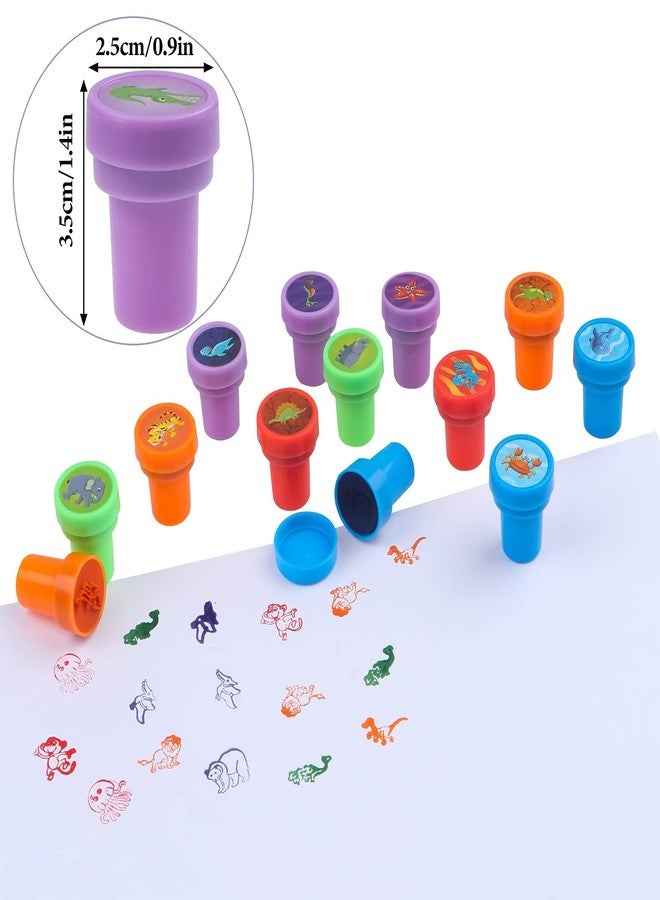 Welecom 30 Pieces Animal Stamps for Kids Dinosaur Ocean Life and Zoo Wild Self Inking Stamp for Birthday Gift Jungle Party Supplies Teacher Stampers for Students Goodie Bag Prizes Classroom Rewards Filler - Image 2