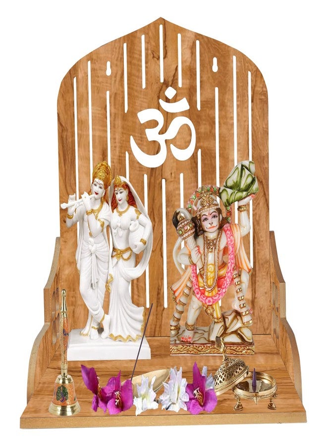 LINGAZ Wooden New Wall Mounted Hanging Puja Temple Stand for Home, Shop and Office - Image 1
