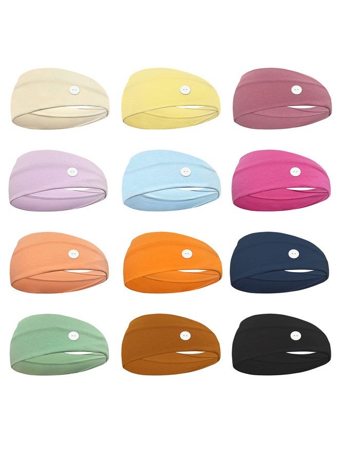 CELLOT 12 Pack Boho Button Headband Wide Stretchy Daily Use Knotted Headwear Sport Athletic Yoga Gym Hair Accessories For Women And Girls - Image 2