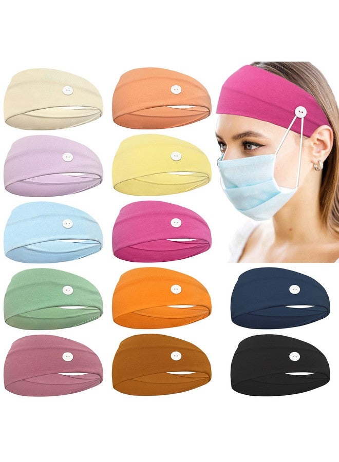 CELLOT 12 Pack Boho Button Headband Wide Stretchy Daily Use Knotted Headwear Sport Athletic Yoga Gym Hair Accessories For Women And Girls - Image 1