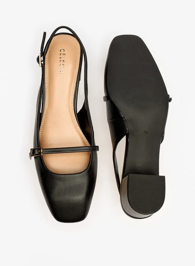 سيليست Women's Slingback Sandals with Block Heels
