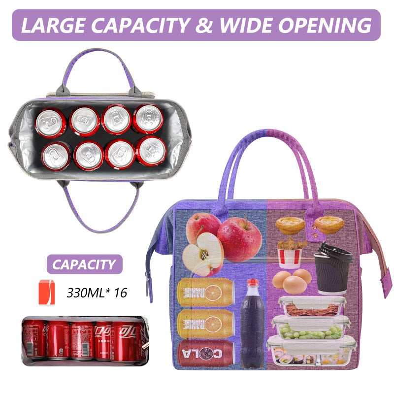 IDEATECH Insulated Lunch Bag Women, Stylish Adult Lunch Box for Working Mom, Leakproof Large Cooler Tote with Adjustable Strap & Pockets for Office Picnic Travel (Purple) - Image 3