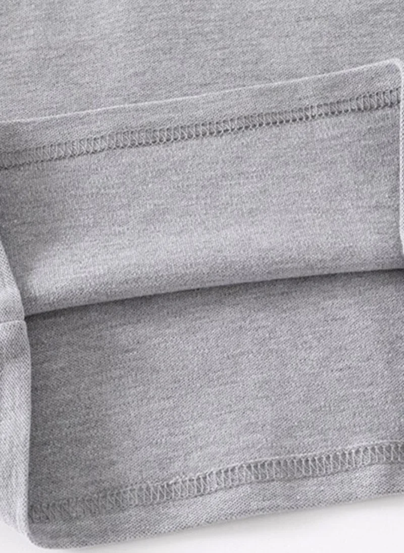 يونيكي Grey Polo Collar Pure Cotton Applique T-shirt