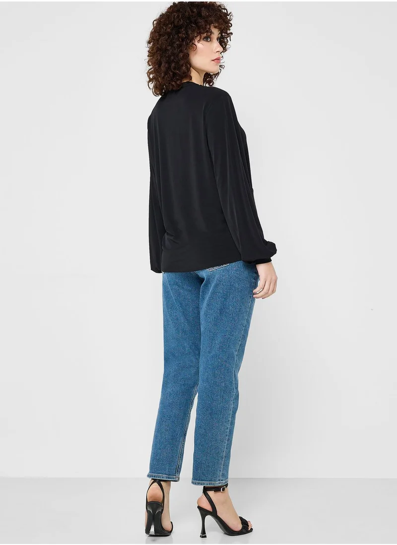 Wallis V-Neck Frill Sleeve Top