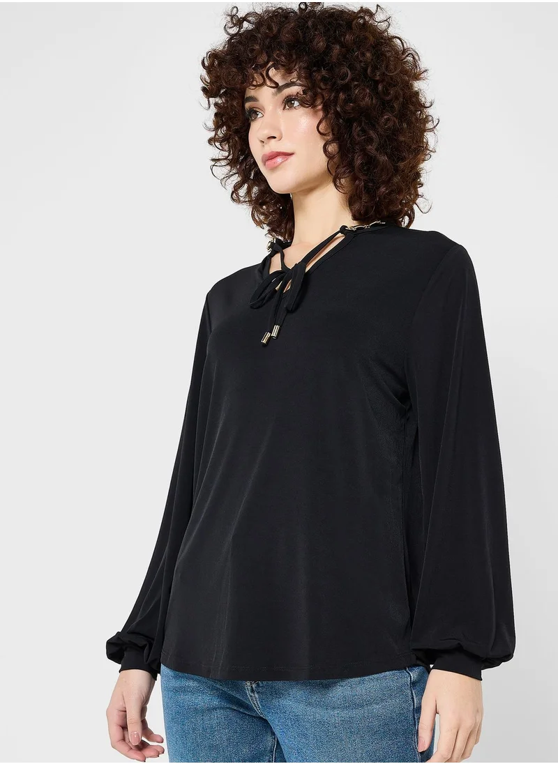 Wallis V-Neck Frill Sleeve Top