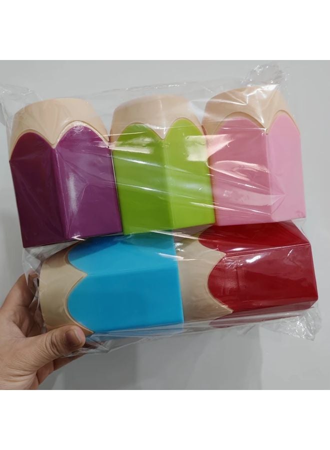5Pcs Colorful Pencil Shaped Pen Holders Creative Cartoon Stationery Rack Desktop Organizer - Image 1