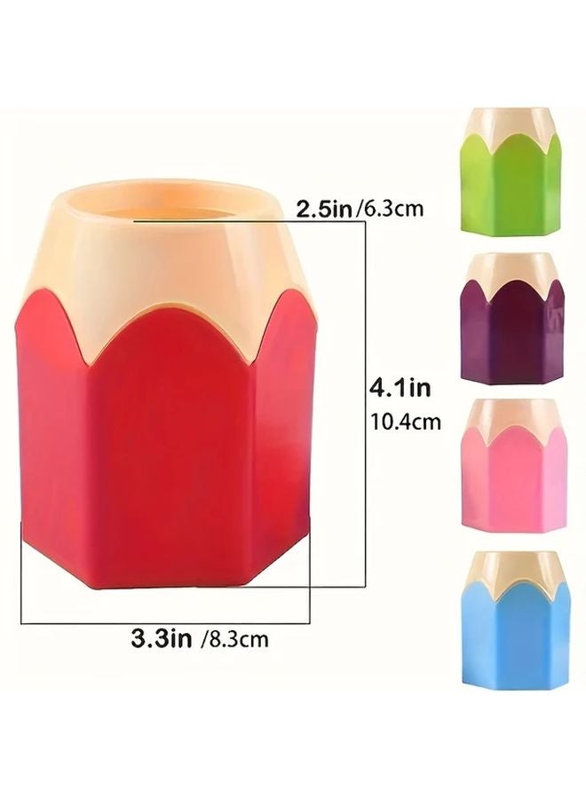 5Pcs Colorful Pencil Shaped Pen Holders Creative Cartoon Stationery Rack Desktop Organizer - Image 4