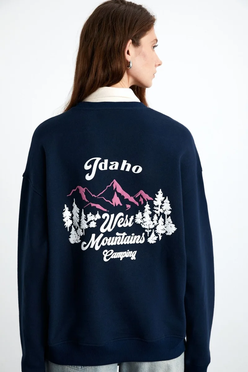 جريميلانج Elinay Women's Cotton-Polyester Dark Blue Sweater