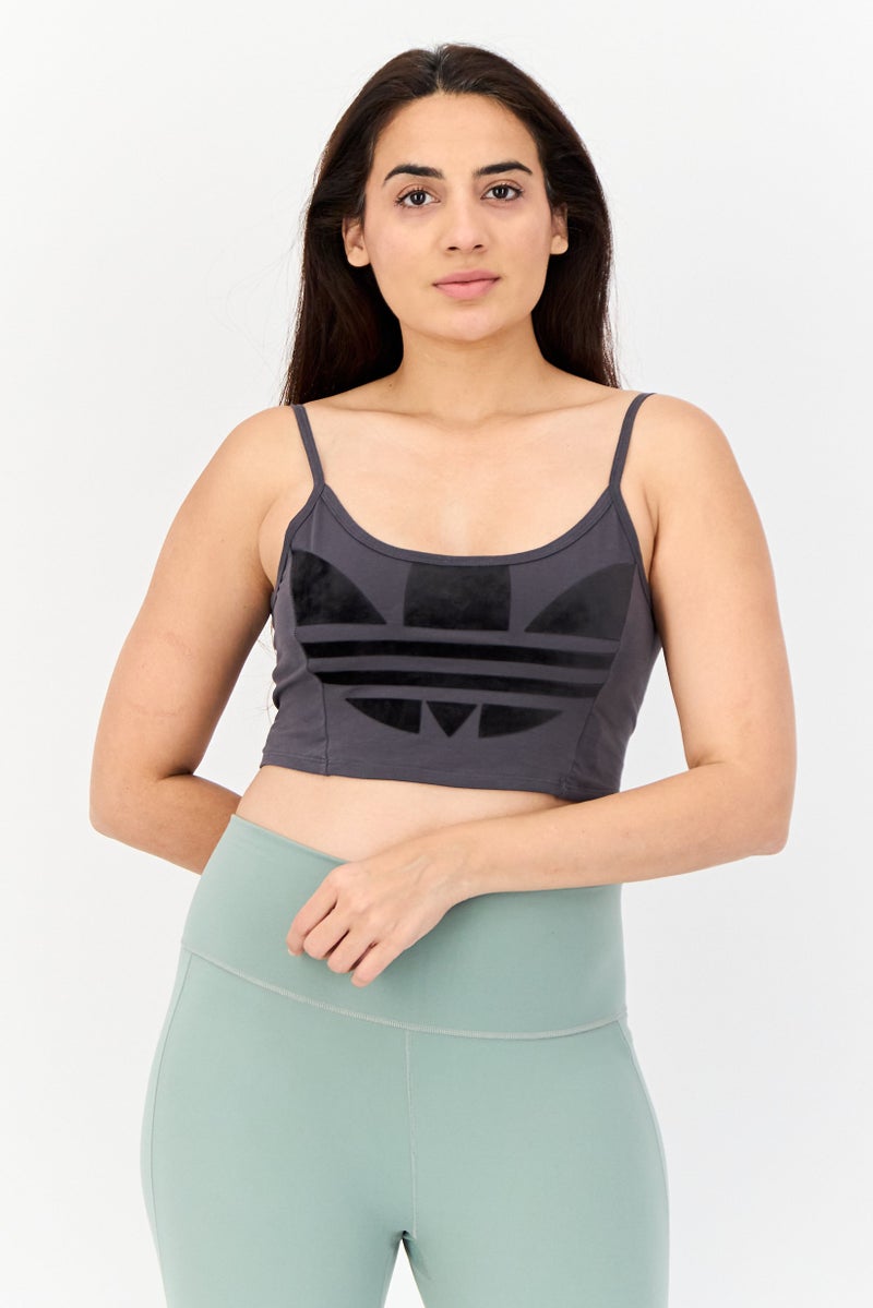 adidas Originals Women Sportswear Fit Sleeveless Training Cropped Top, Dark Grey - Image 1