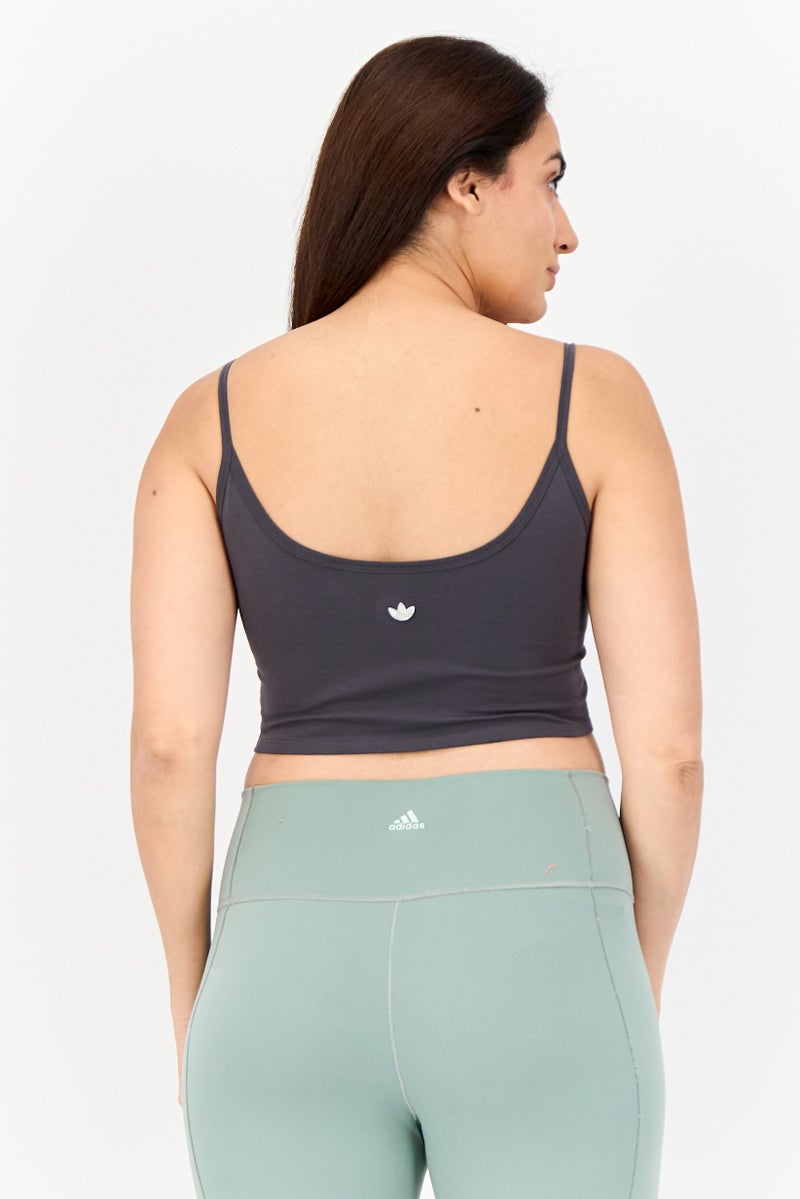adidas Originals Women Sportswear Fit Sleeveless Training Cropped Top, Dark Grey - Image 3