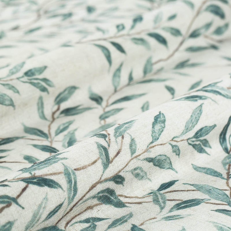 Faux Linen Botanical Leaf Print Curtains, 52 x 96, 1 Panel, Green - Image 5