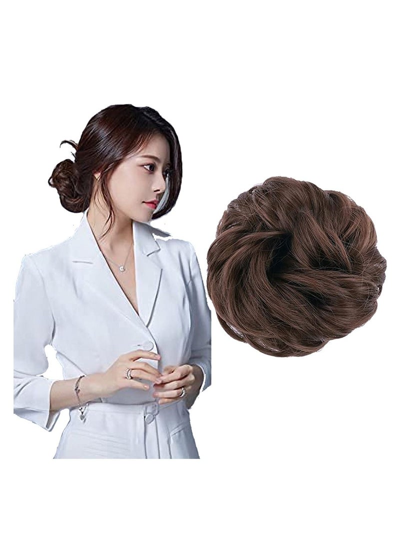 Estelle Eestelle messyBun Scrunchie with Elastic Rubber Band Ponytail Hair Extensions Updo Chignon Donut Ponytail Hairpiece Synthetic Tousled Hair for Women (6#) - Image 1