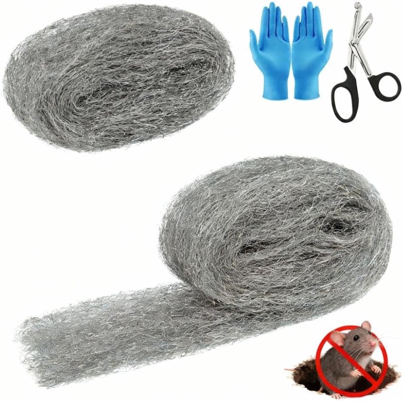 Wanqueen 2 Pack Steel Wool Mice Control, 4"*21’ Mouse Traps Fill Fabric DIY Kit, Hardware Cloth Gap Blocker Mouse Rat Rodent Control for Holes, Wall Cracks, Vents(2 Rolls) - Image 1