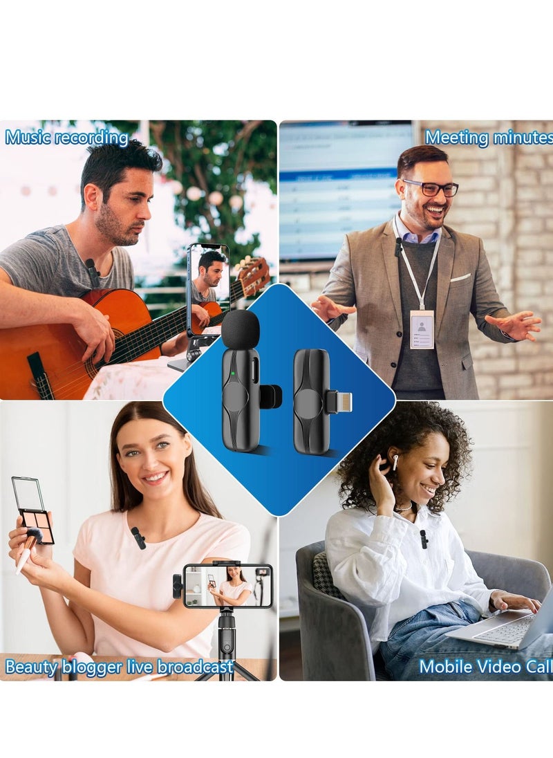 KASTWAVE - Wireless Lavalier Microphone for iPhone, iPad - Cordless Omnidirectional Condenser Recording Mic for TikTok, Facebook, Phone Video Recording, Interview, Vlog, Auto Sync and Noise Reduction(Black) - Image 1