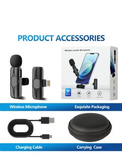KASTWAVE Wireless Lavalier Microphone for iPhone, iPad - Cordless Omnidirectional Condenser Recording Mic for TikTok, Facebook, Phone Video Recording, Interview, Vlog, Auto Sync and Noise Reduction(Black)  - Image 5