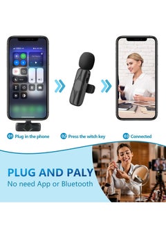KASTWAVE Wireless Lavalier Microphone for iPhone, iPad - Cordless Omnidirectional Condenser Recording Mic for TikTok, Facebook, Phone Video Recording, Interview, Vlog, Auto Sync and Noise Reduction(Black)  - Image 2