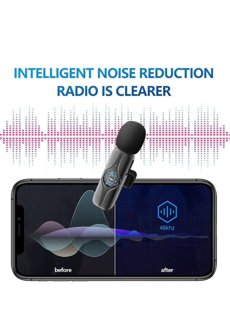 KASTWAVE - Wireless Lavalier Microphone for iPhone, iPad - Cordless Omnidirectional Condenser Recording Mic for TikTok, Facebook, Phone Video Recording, Interview, Vlog, Auto Sync and Noise Reduction(Black) - Image 1