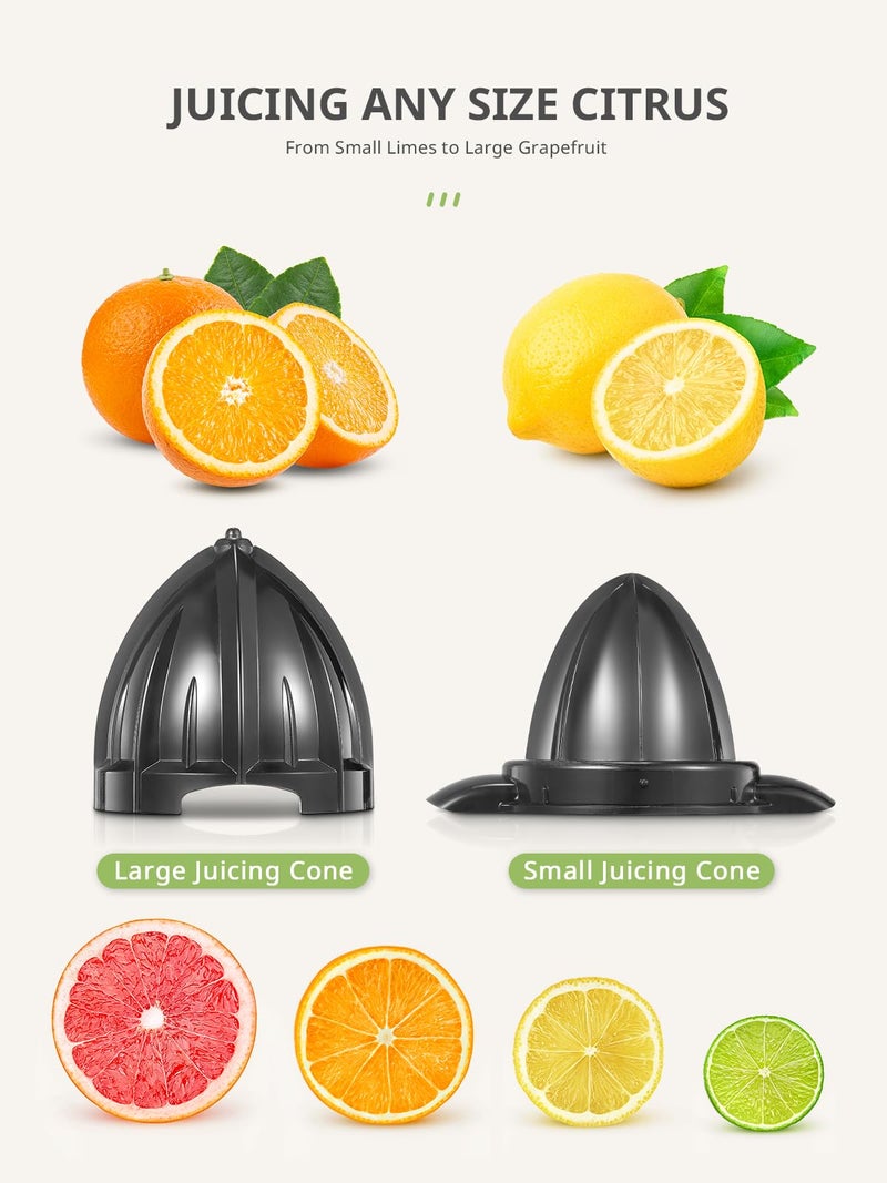 Reemix Electric Citrus Juicer Squeezer, Orange Juicer with Two Interchangeable Cones, Suitable for orange, lemon and Grapefruit, Brushed Stainless Steel, Easy to Clean and Use (Stainless Steel) - Image 2
