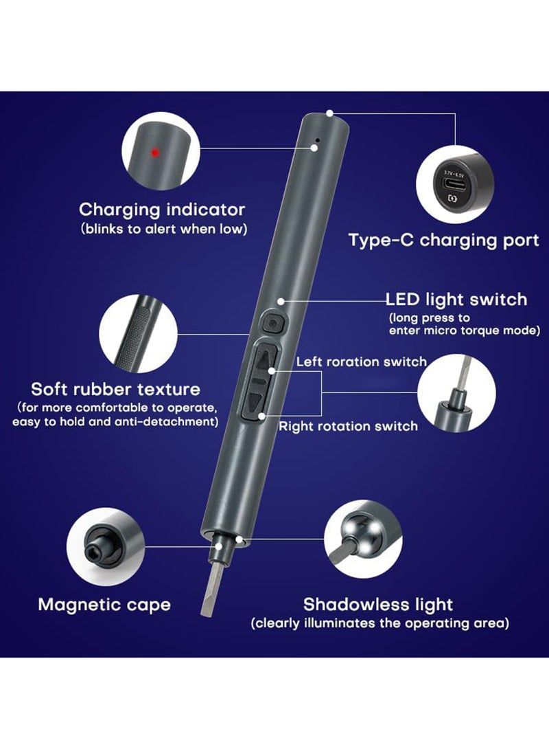 Precision Electric Screwdriver Set 28 IN 1 Mini Electric Screwdriver Set Rechargeable Portable Power Screwdriver Repair Tool Kit With LED Lights For Watches Phone iPad Laptop Glasses Removal - Image 2