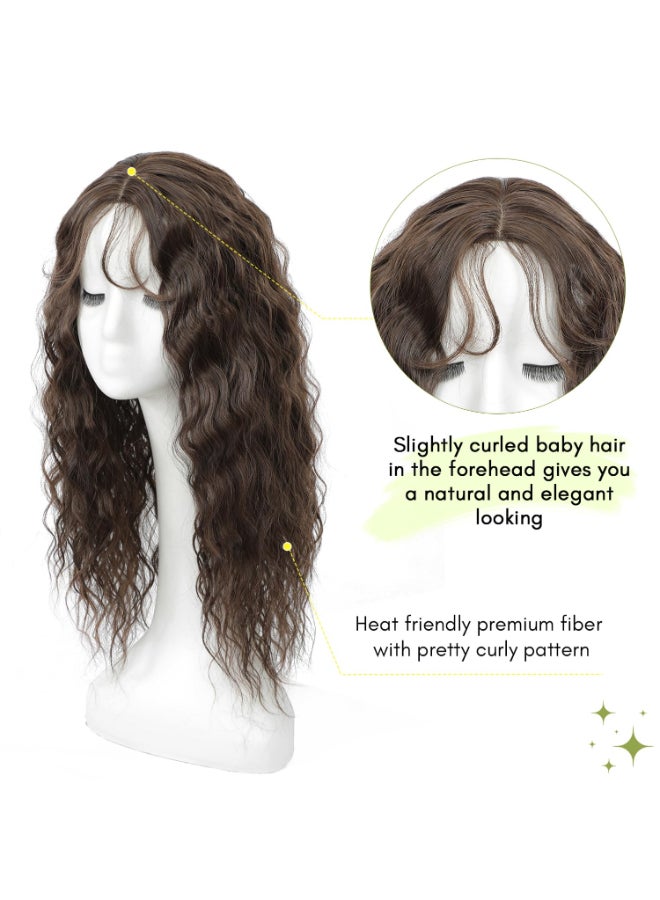 UDU Natural Curly Hair Topper for Women20inch Lightweight Breathable Topper Hair Pieces for Thinning Hair Heat Resistant Fiber Wiglet with Lace Edge to Blending well Perfect for Daily Use Styling - Image 4