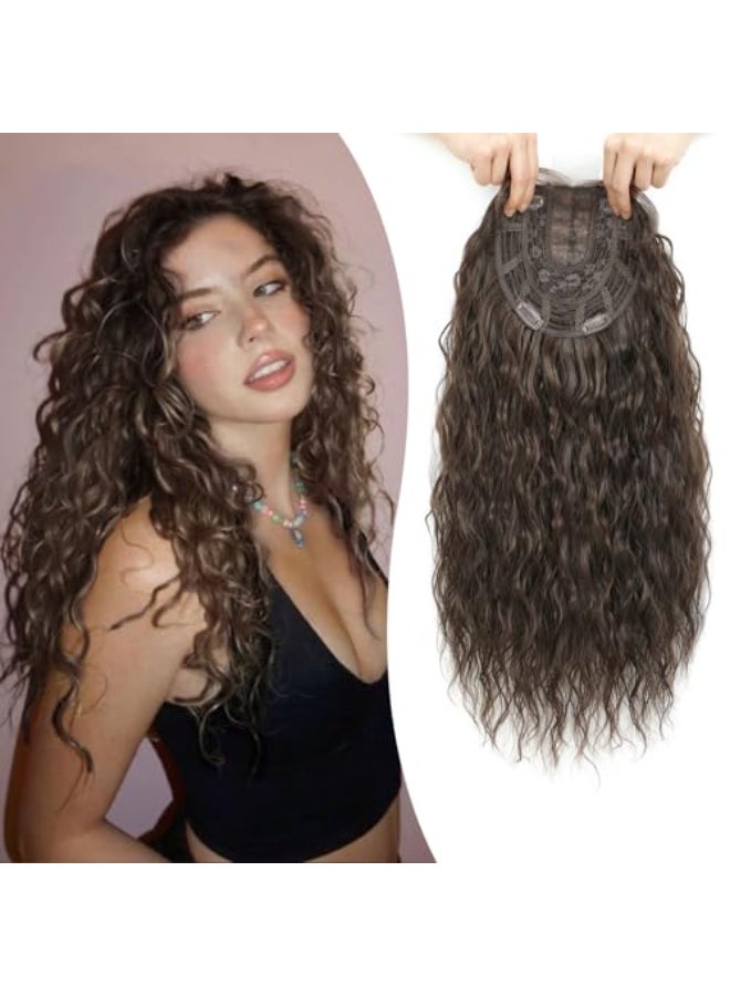UDU Natural Curly Hair Topper for Women20inch Lightweight Breathable Topper Hair Pieces for Thinning Hair Heat Resistant Fiber Wiglet with Lace Edge to Blending well Perfect for Daily Use Styling - Image 1
