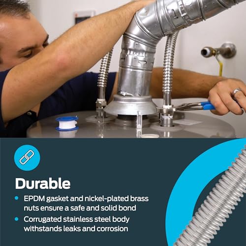 Eastman 18 Inch WaterFlex Water Heater Connector, 3/4 Inch FIP x 1 Inch FIP, Stainless Steel Corrugated Water Heater Supply Line, 437518 - Image 5