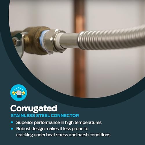 Eastman 18 Inch WaterFlex Water Heater Connector, 3/4 Inch FIP x 1 Inch FIP, Stainless Steel Corrugated Water Heater Supply Line, 437518 - Image 4