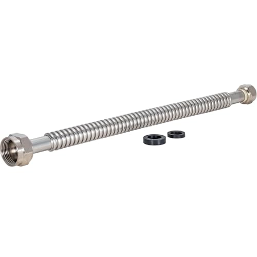 Eastman 18 Inch WaterFlex Water Heater Connector, 3/4 Inch FIP x 1 Inch FIP, Stainless Steel Corrugated Water Heater Supply Line, 437518 - Image 1