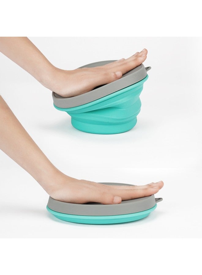 M Square Folding Bowl, Silicone Cup, Travel Portable, Food-grade Baby Bowl, Camping Picnic, Clear Water Blue Medium Cup + Large Bowl - Image 3