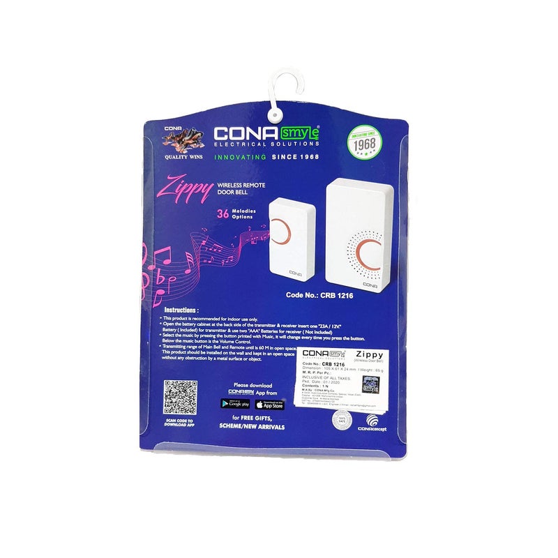 CONA Wireless Remote Door Bell (White) - Image 4