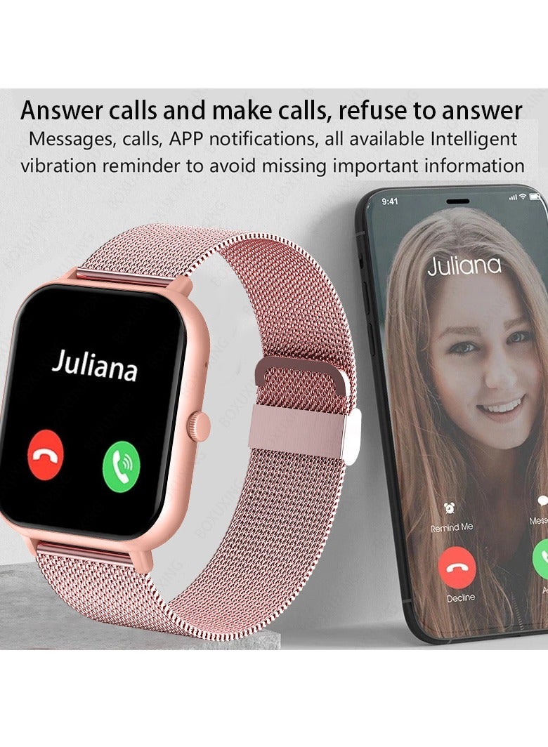 AROAQ Smart Watch, Zl54c Waterproof Smartwatch With Ai Voice Assistant, Heart Rate Blood Pressure Blood Oxygen Sleep Monitor Wrist Watch, (Silver + silver three steel) - Image 2