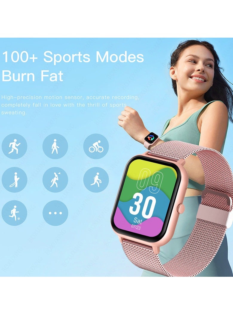 AROAQ Smart Watch, Zl54c Waterproof Smartwatch With Ai Voice Assistant, Heart Rate Blood Pressure Blood Oxygen Sleep Monitor Wrist Watch, (Silver + silver three steel) - Image 3