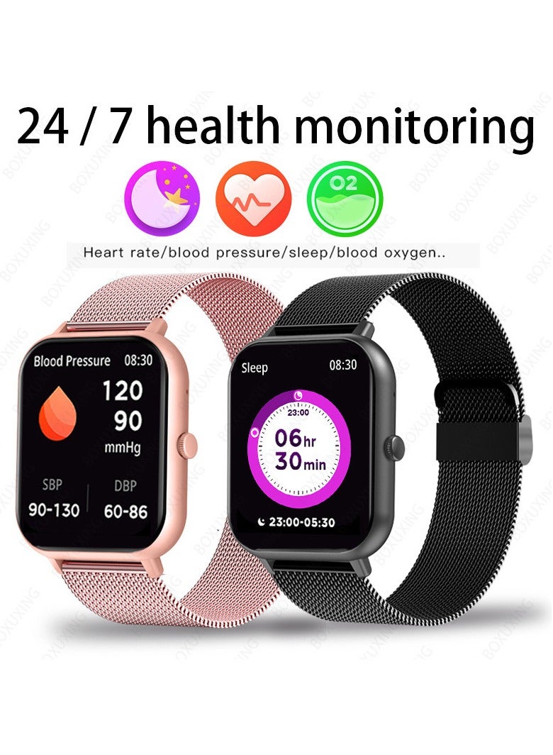 AROAQ Smart Watch, Zl54c Waterproof Smartwatch With Ai Voice Assistant, Heart Rate Blood Pressure Blood Oxygen Sleep Monitor Wrist Watch, (Silver + silver three steel) - Image 4