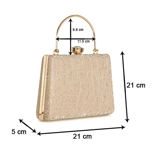 Zaib Bridal Partyware Clutch for Women – Elegant Evening Purse, Wedding Accessories, Satin Shoulder Bag for Brides, Bridesmaids, Formal Occasions, Prom, and Cocktail Parties (Golden - 50 No) - Image 2