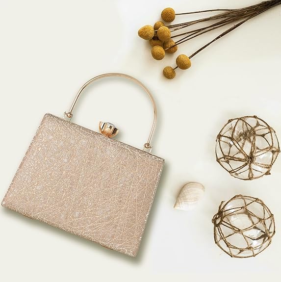 Zaib Bridal Partyware Clutch for Women – Elegant Evening Purse, Wedding Accessories, Satin Shoulder Bag for Brides, Bridesmaids, Formal Occasions, Prom, and Cocktail Parties (Golden - 50 No) - Image 4